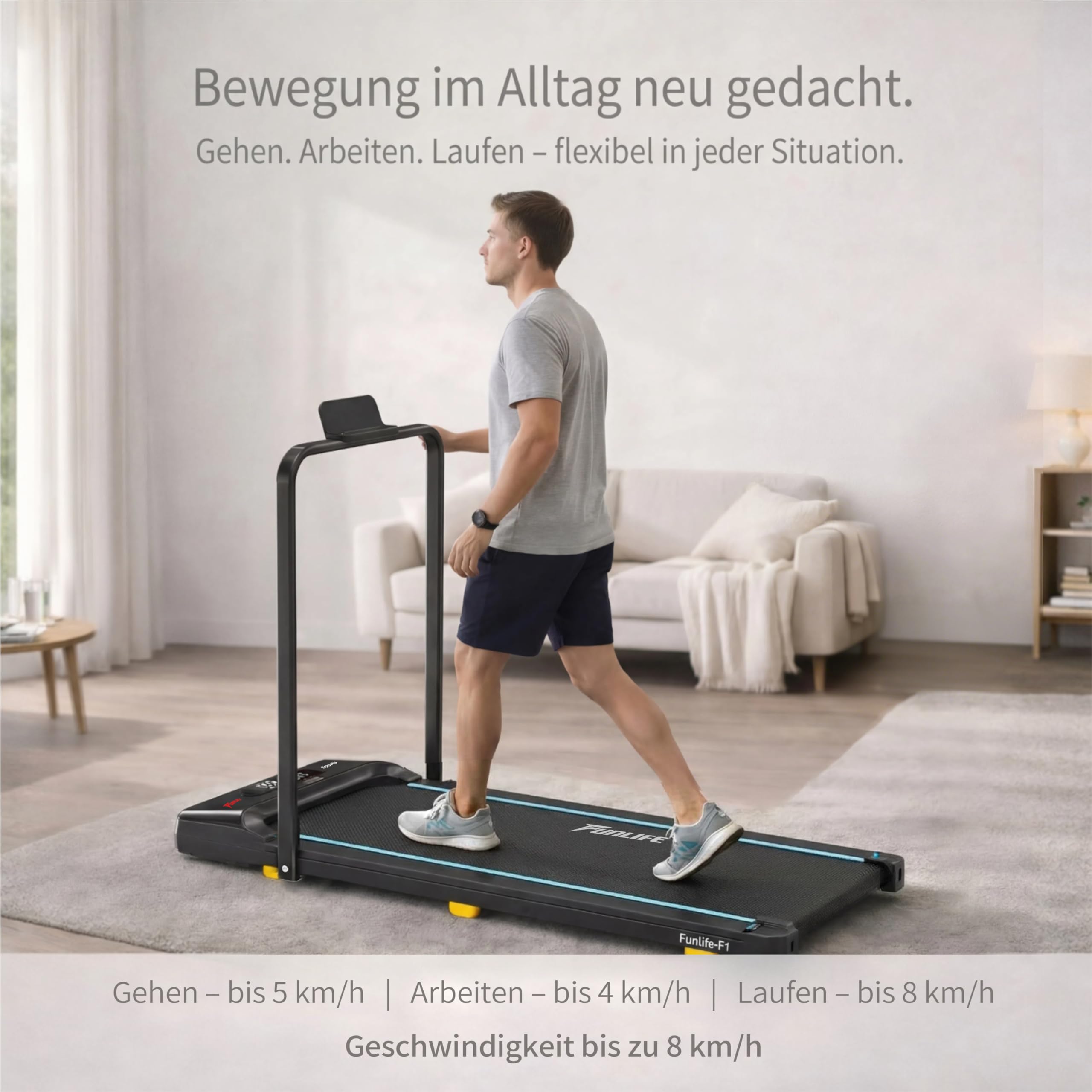 Caminadora/cinta de correr para el hogar, plegable, mini cinta de correr 3 en 1 con asa, silenciosa y plana, hasta 120 kg, adecuada para escritorio y oficina en casa, personas mayores y rehabilitación