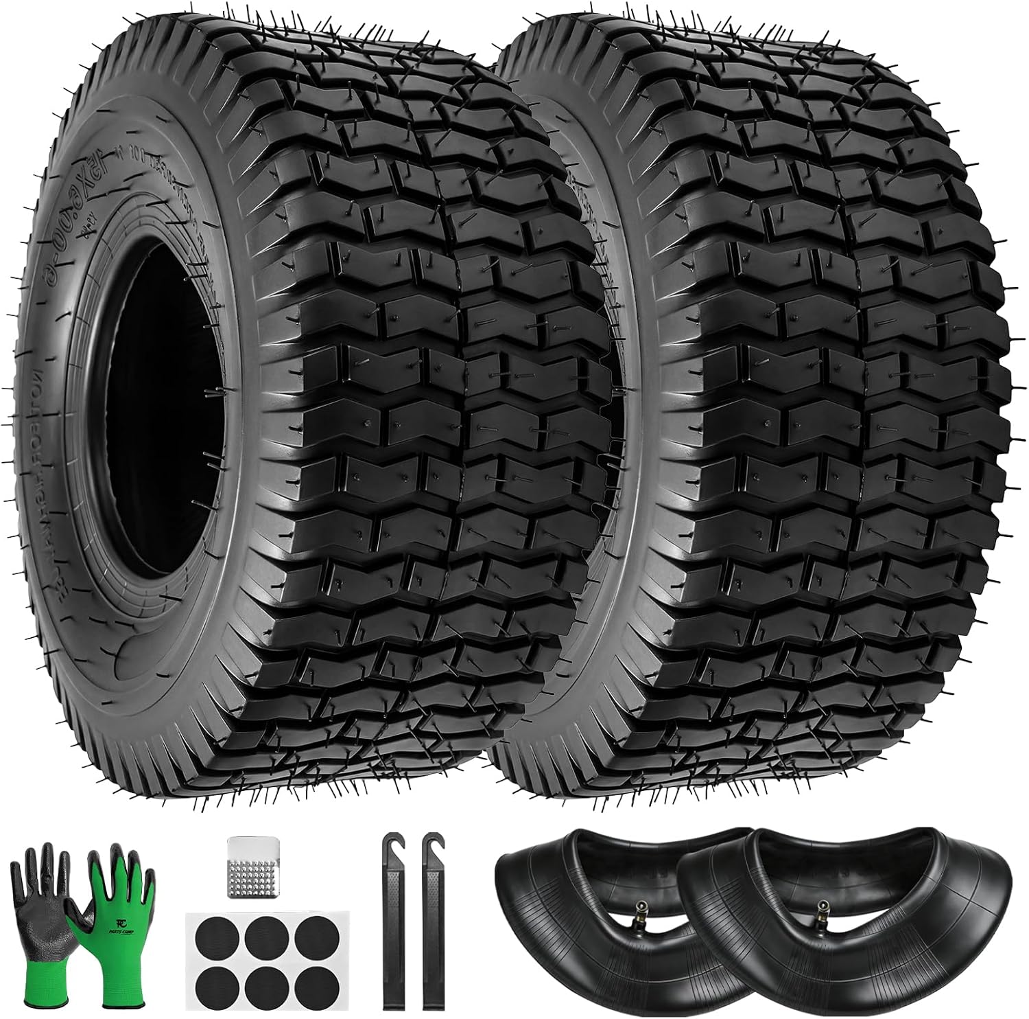 Parts Camp 15x6.00-6 Tire and Inner Tube Set with TR-13 Valve Stem, Front Wheel Replacement for Riding Lawn Mowers, Garden Tractor, Replace Craftsman, John Deere, Husqvarna, Includes Patch Kit