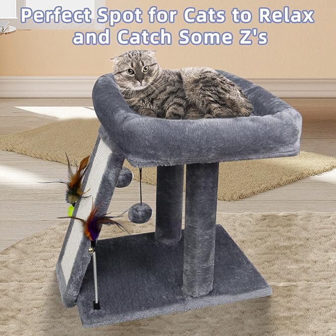 Torre para gatos con rascador, gris miniatura 6