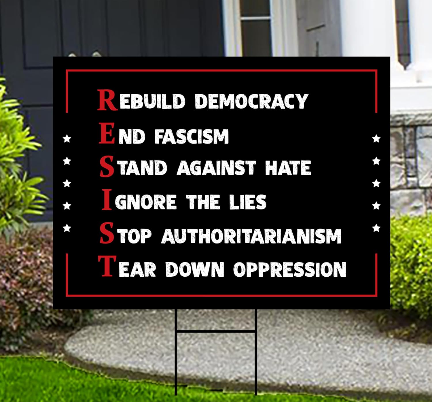 Resist Yard Sign - Resist Hate Lawn Sign, Anti-TrumpSIgn, Resist Racism, Resist Fascism Yard Sign with Metal H-Stake, VP15210 (Multicolor, 18" x 12", Double Sided)