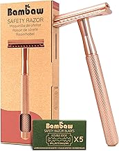 Bambaw - Rasoio di sicurezza con 5 lamette per rasoio di sicurezza | donna | rasatura corpo | in metallo, tradizionale, vintage Rasoio
