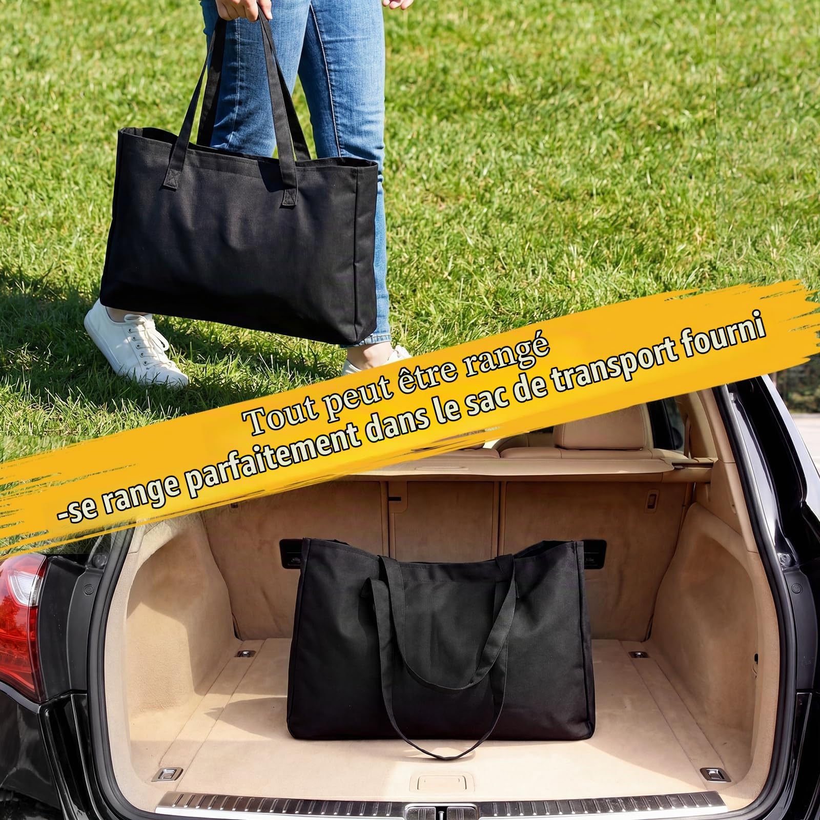 GFTIME Barbecue à gaz portable avec système d'emboîtement, fonctionne au gaz et au charbon de bois - Avec plaque de cuisson en fonte, sac de transport, barbecue à gaz mobile, parfait pour le camping