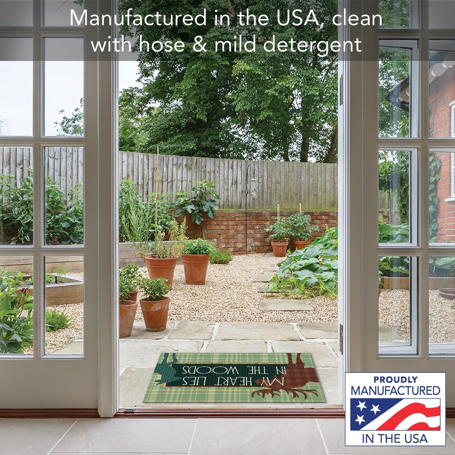 Counterart Cabin in the Woods Indoor/Outdoor Entryway Floor Mat Manufactured in The USA Low Profile, Protective Non-Skid Rubber Backing, Easy to Clean 29.5" by 17.75"