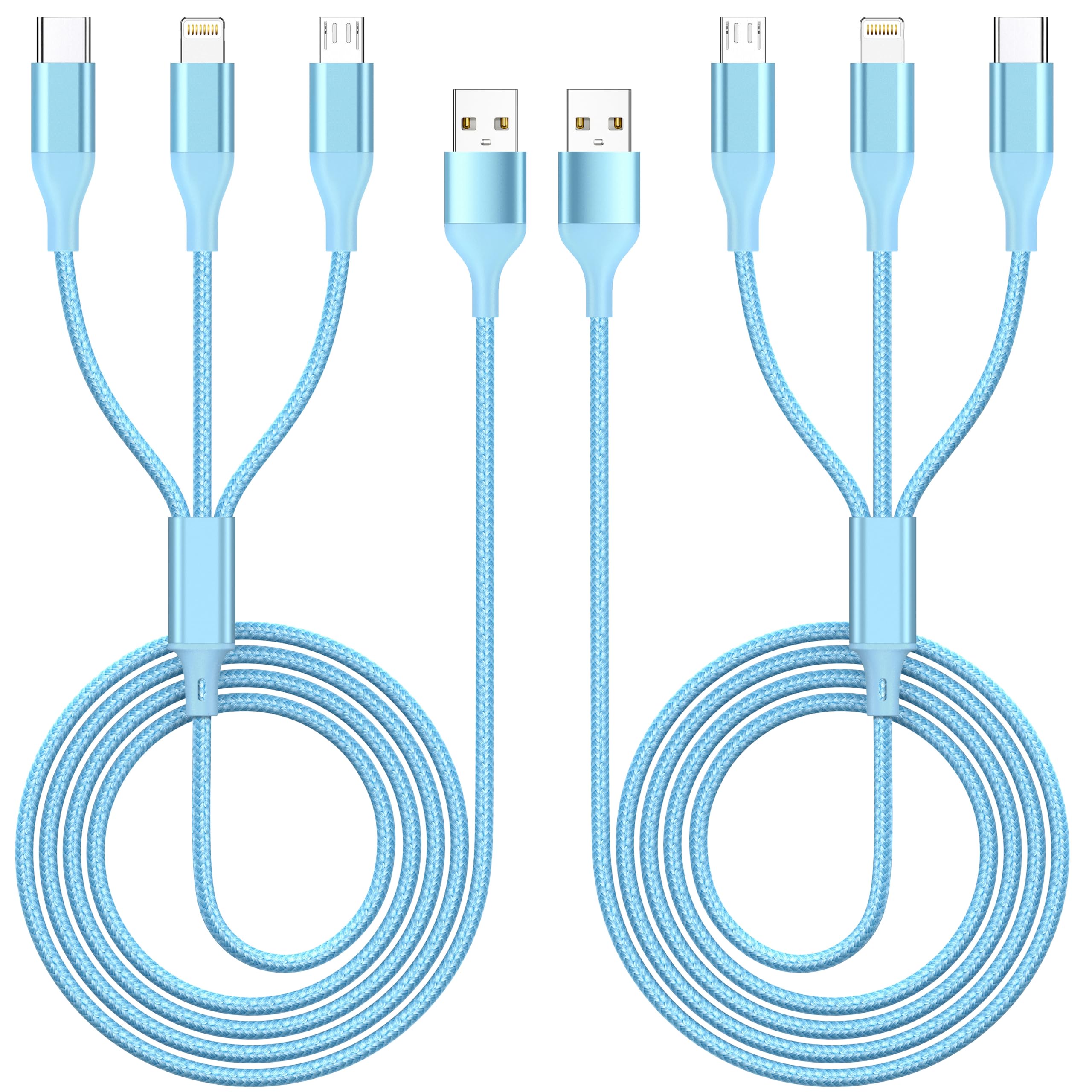 ShSiXin 3 in 1 Multi Charging Cable for Multiple Devices with USB-C/IP/Micro Port, USB Cable iPhone Charger Cord, Travel Car Charger Cord for iPhone17