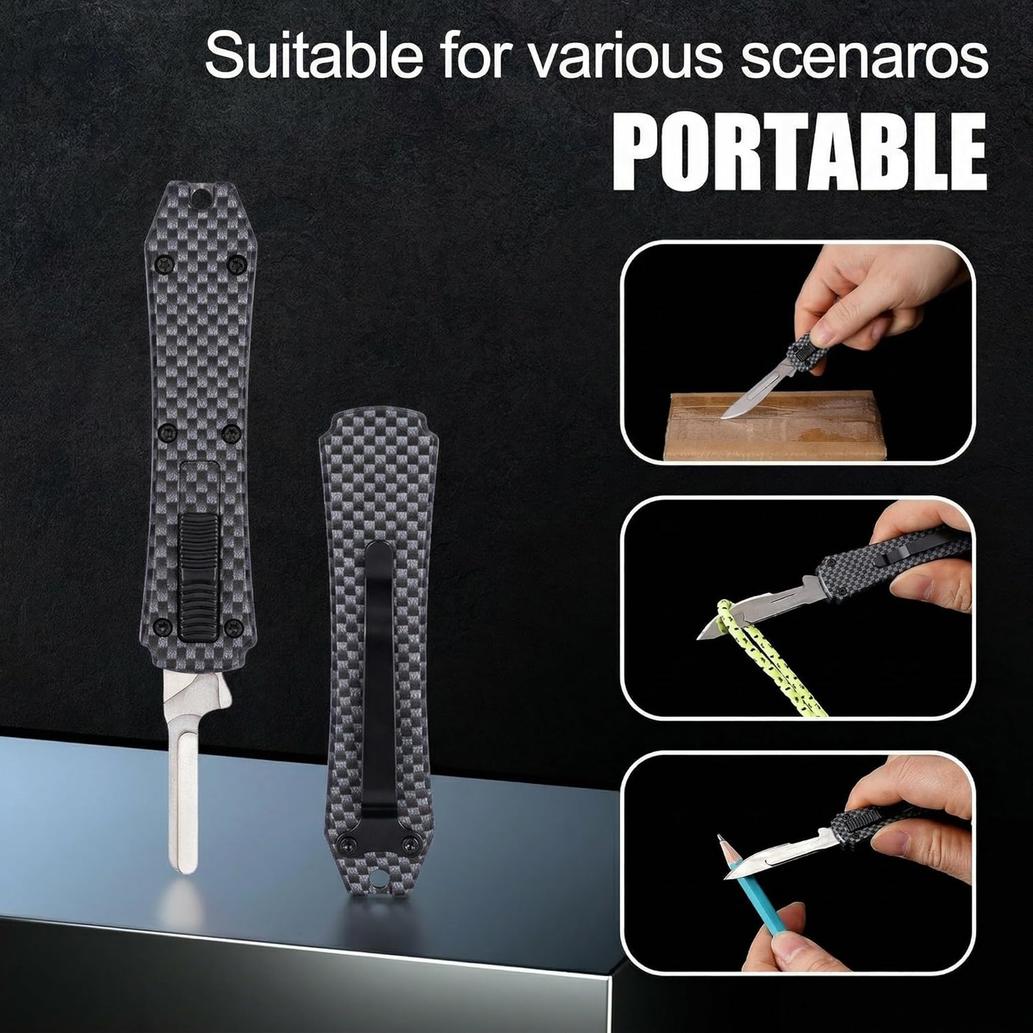 EDC Automatic Utility Knife with Push Button & 20 Blades – Ultra-Light 2.3oz, Pocket-Sized 5.5" Full Metal Automatic Knife for Precision Cutting, Box Opening & Everyday Carry - Polka Dots