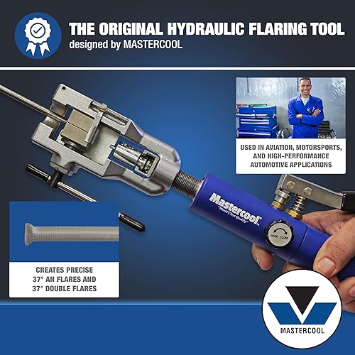 Miniatura 2 de Mastercool 72480 Hydraulic an Flaring Tool Kit – 37° & 37° Double Flares for an Fittings, Aviation & Specialty Automotive – Works with Steel & Light