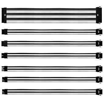 Cooler Master White & Black Colored PSU Extension Cable Kit (CMA-NEST16WTBK1-GL)