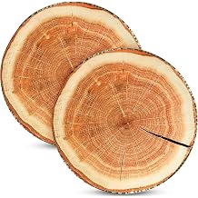 2 Pcs Round Throw Pillow Decorative Wood Slice Floor Cushion,Emulation
