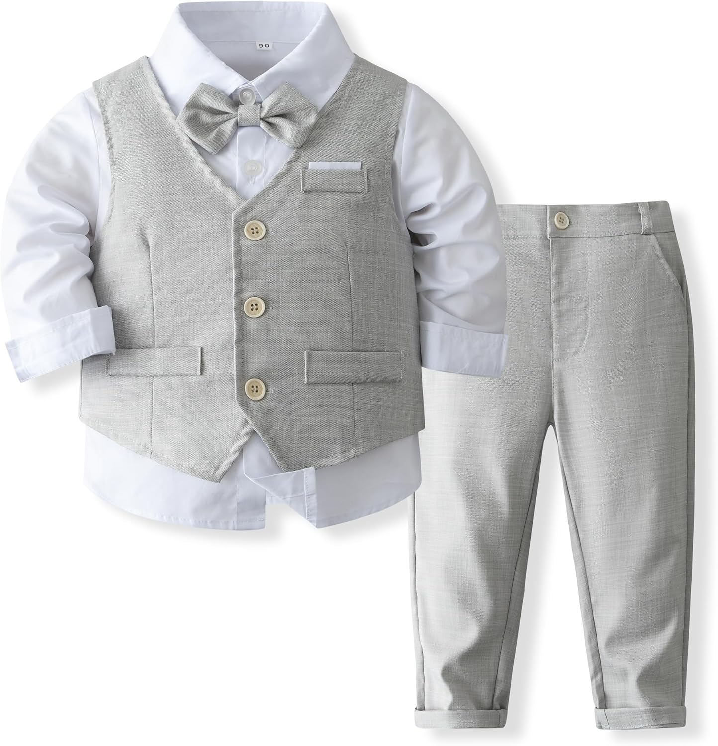 Baby Boys' 4-Piece Vest Set with Dress Shirt, Vest, Pants, and Tie