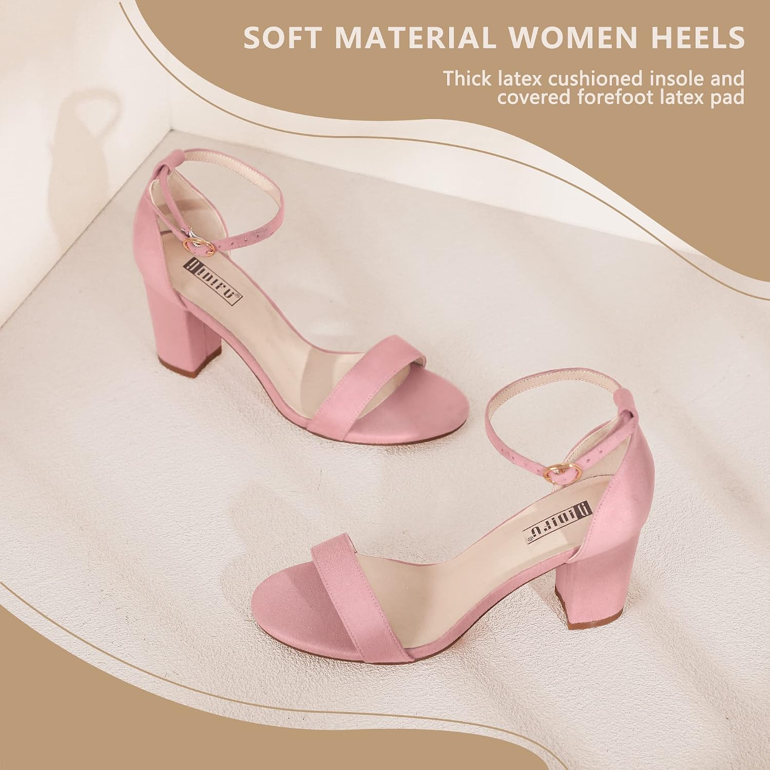 Women's 3 Inch Block Chunky Open Toe Heels Ankle Strap Heeled Sandal thumbnail