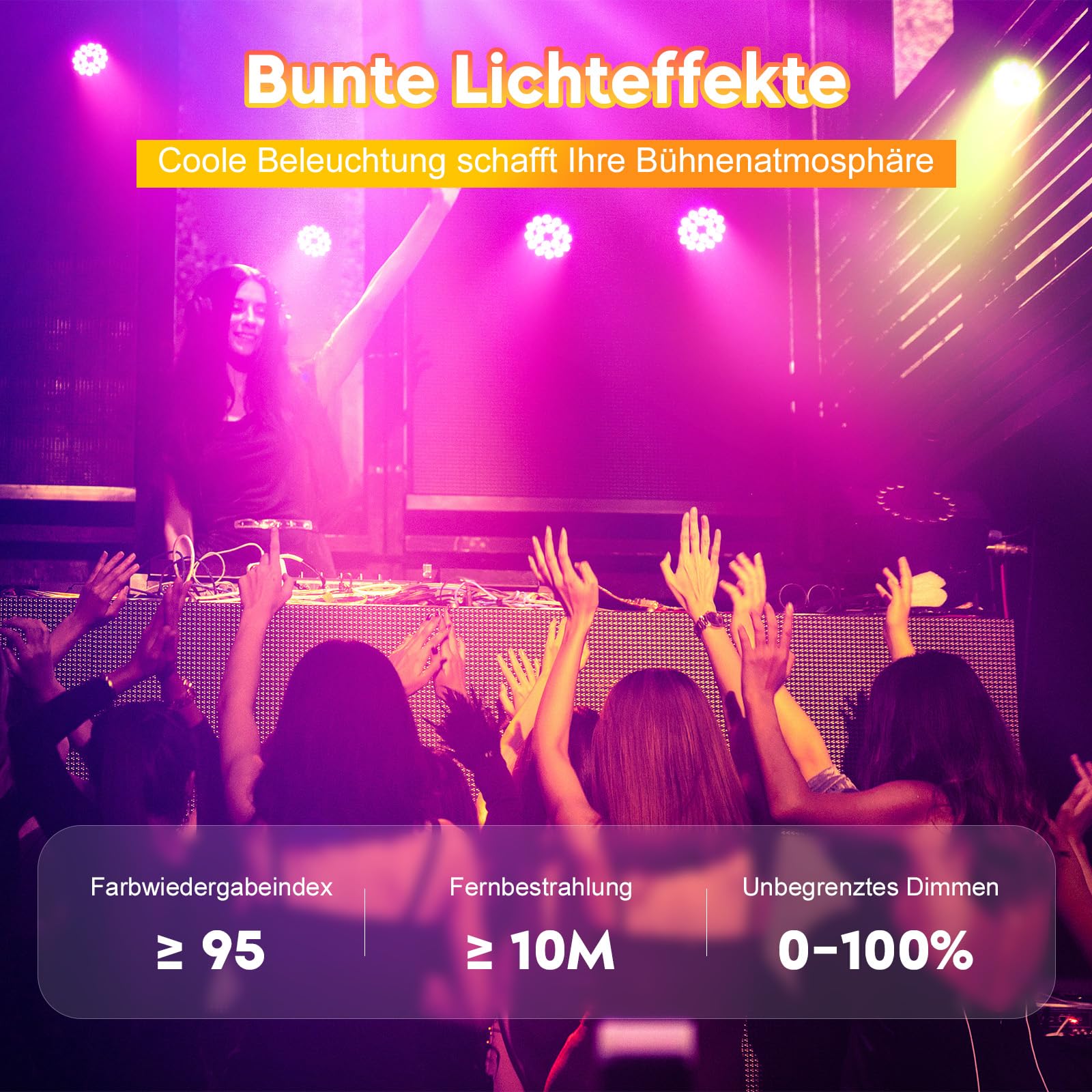 LED Par Strahler 200W Led Par Scheinwerfer 18 Bühnenlicht Par Licht,RGBW DMX512 Discolicht Partylicht Sound/Master Slave DJ Licht für Party, Konzert, Halloween, Weihnachten, Hochzeit