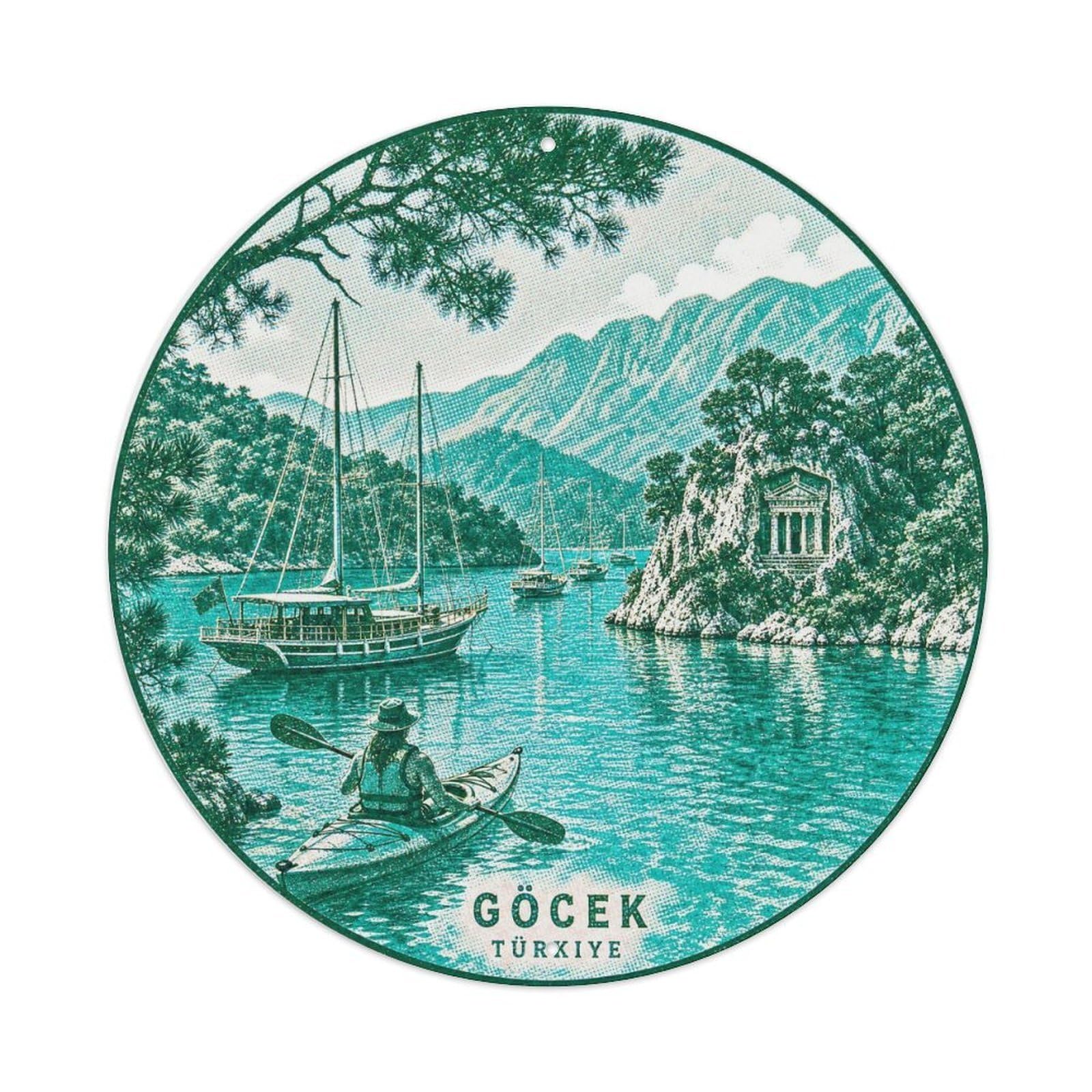 Gocek Mugla Turkey Harbor Coastal Travel Screenprint Metal Tin Sign