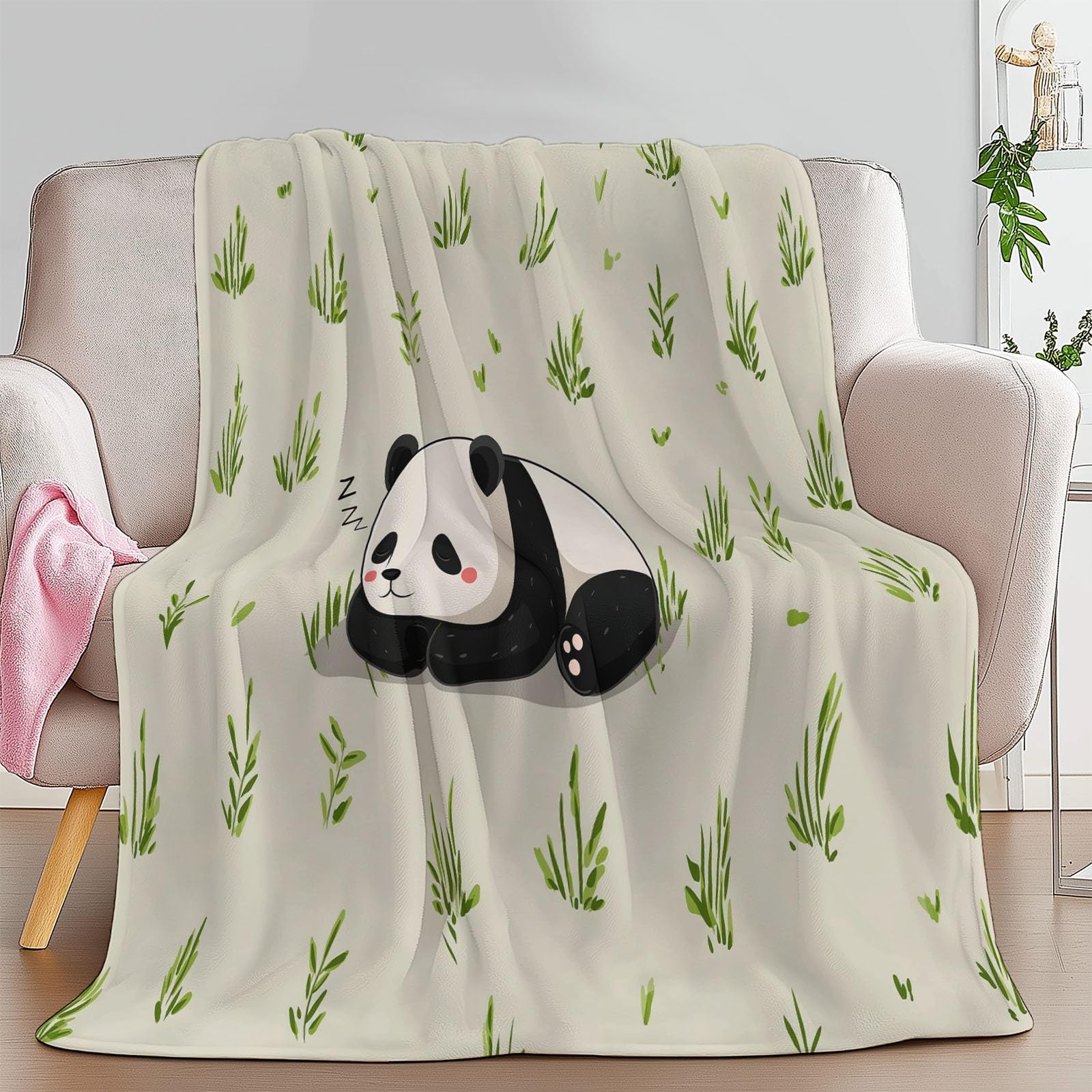 Plaid Couverture Panda Animal De Dessin Animé 180x220 cm Plaid Polaire Flanelle Imprimée 3D Douce Chaude pour Canapé et Lit, Couverture Polaire Décorative Salon et Chambre