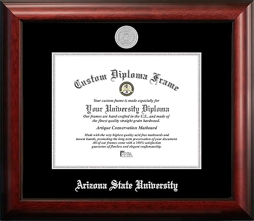Campus Images NCAA Arizona State Sun Devils - Marco de diploma unisex en relieve plateado de la Universidad Estatal de Arizona, 11 pulgadas de ancho
