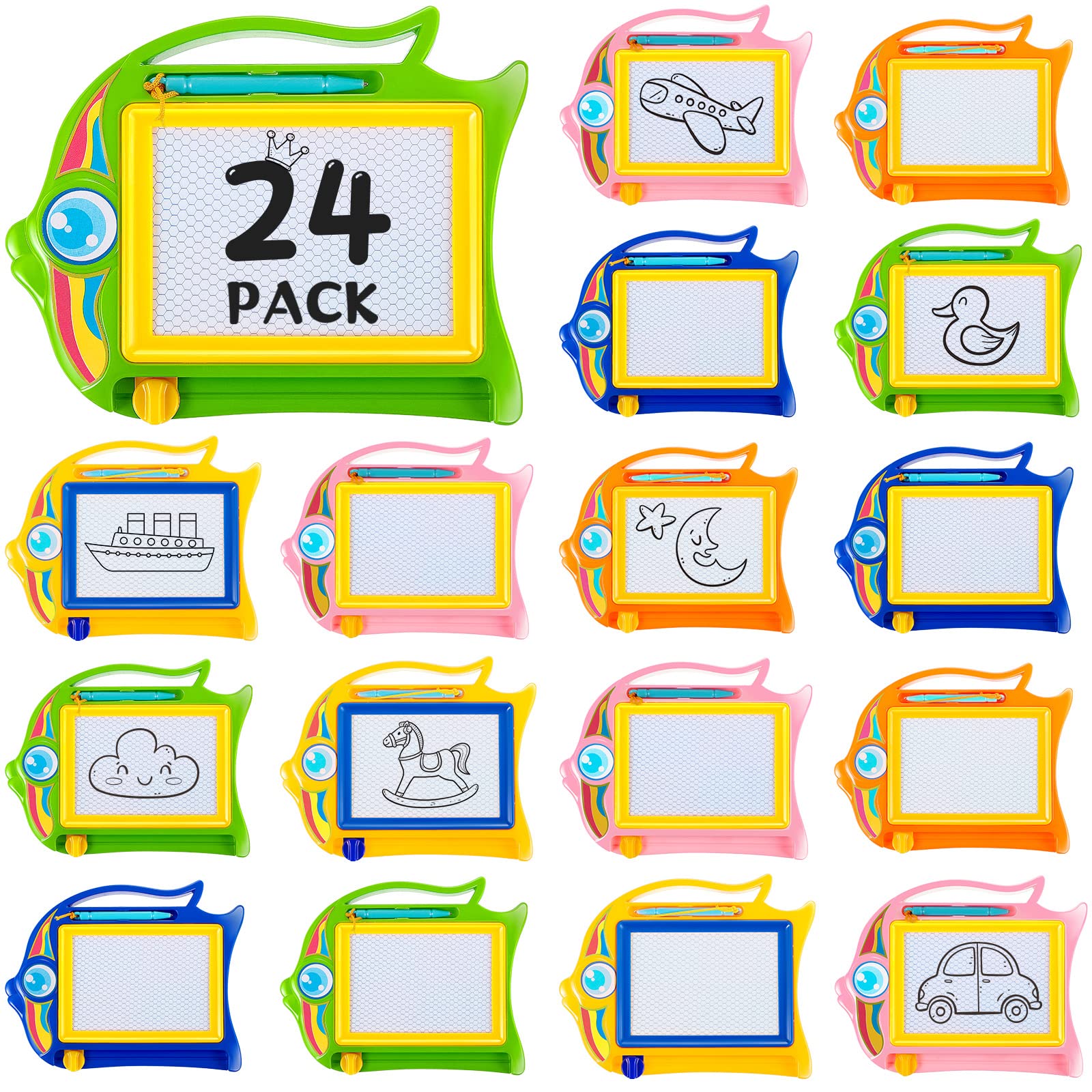 24 piezas de mini tablero magnético de dibujo para niños, tablero de garabatos borrable, bloc de escritura de bocetos colorido para recompensas de aula, premios, regalos de fiesta de cumpleaños
