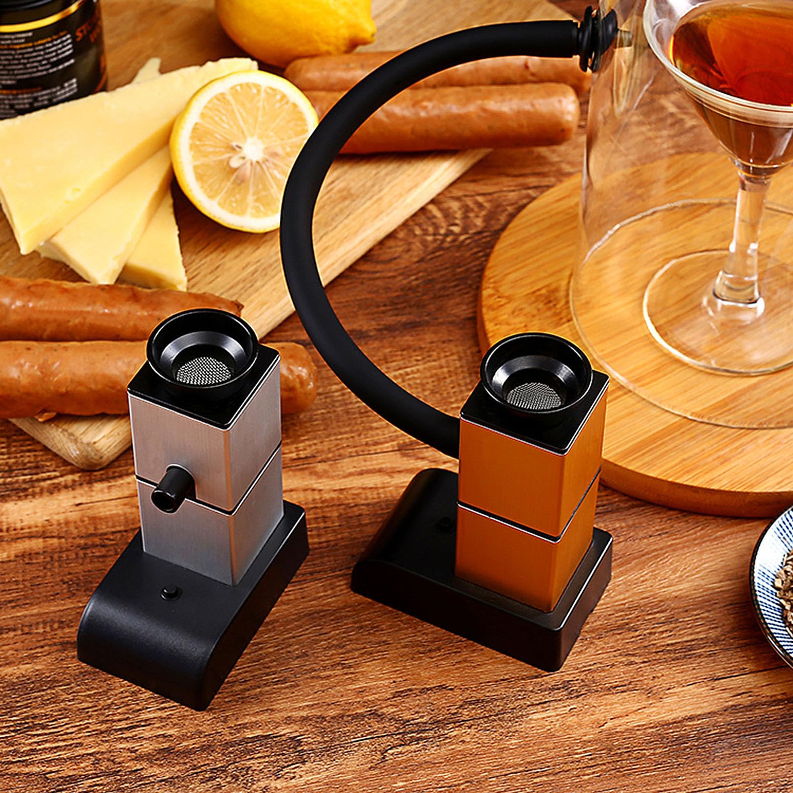 Cocktail Smoker Mini Infusor de Humo para Carne, Comida,Bebidas, Barbacoa Pistola Ahumadora Portátil de Mano para Interior Frío con Tapa de Taza