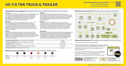 Miniatura 4 de Heller US 14 tonelada camión y remolque Militar Land Vehicle Model Building Kit (HR79997)