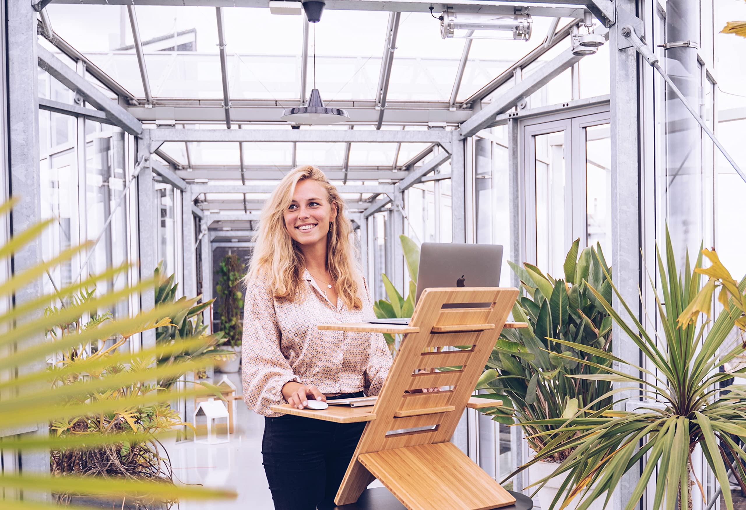 Ständer - Höhenverstellbarer Schreibtisch - Standing Desk - Schreibtischaufsatz - Stehpult Höhenverstellbar - Stehschreibtisch Aufsatz - Hergestellt Aus 100% Bambus - Für Tisch Erhöhung Büro