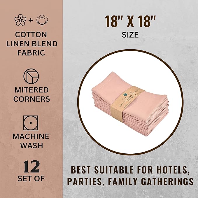 Servilletas de tela FINGERCRAFT 12 uds 45.72 cm x 45.72 cm Rosa miniatura 6