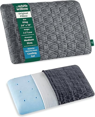 The White Willow Almohada de cama de espuma viscoelástica ortopédica de gel refrescante para dormir, ideal para personas que duermen de espalda,