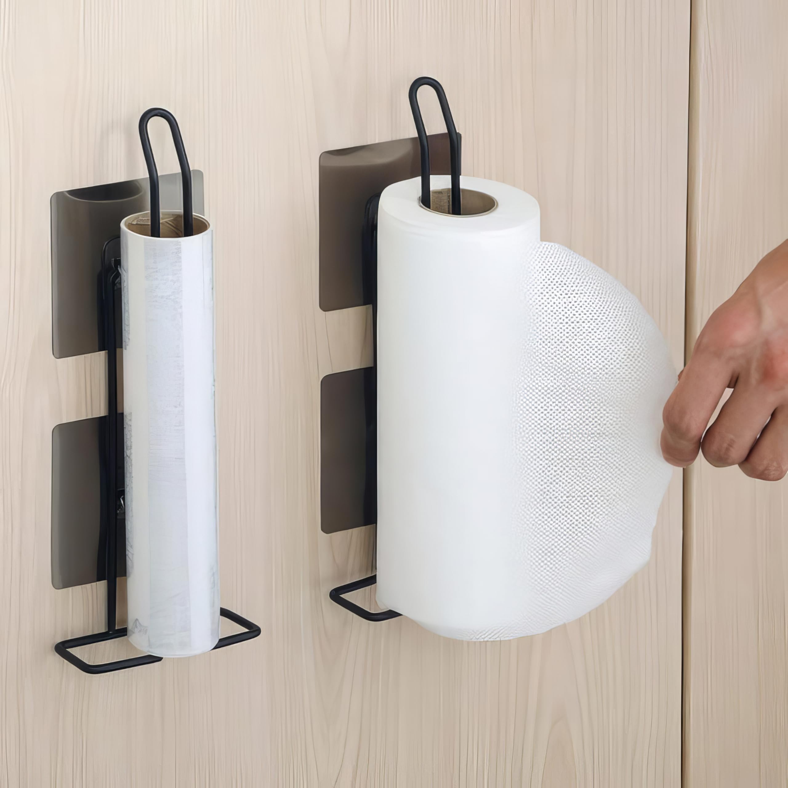 KWER GI Steel Self Adhesive Toilet Paper Holder/Tissue Paper Roll Holder with Mobile Stand/Towel Bar Hanger Storage Rack/Bathroom Accessories(Black) Model-1 (Pack of 1) (B0D4J22Y52) Amazon Price History, Amazon Price Tracker