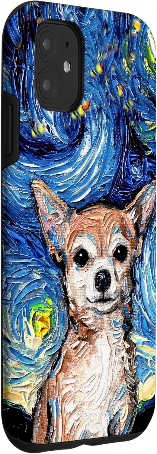 Tan Short Hair Chihuahua Starry Night Artwork Dog Lover Gift Case for iPhone 11