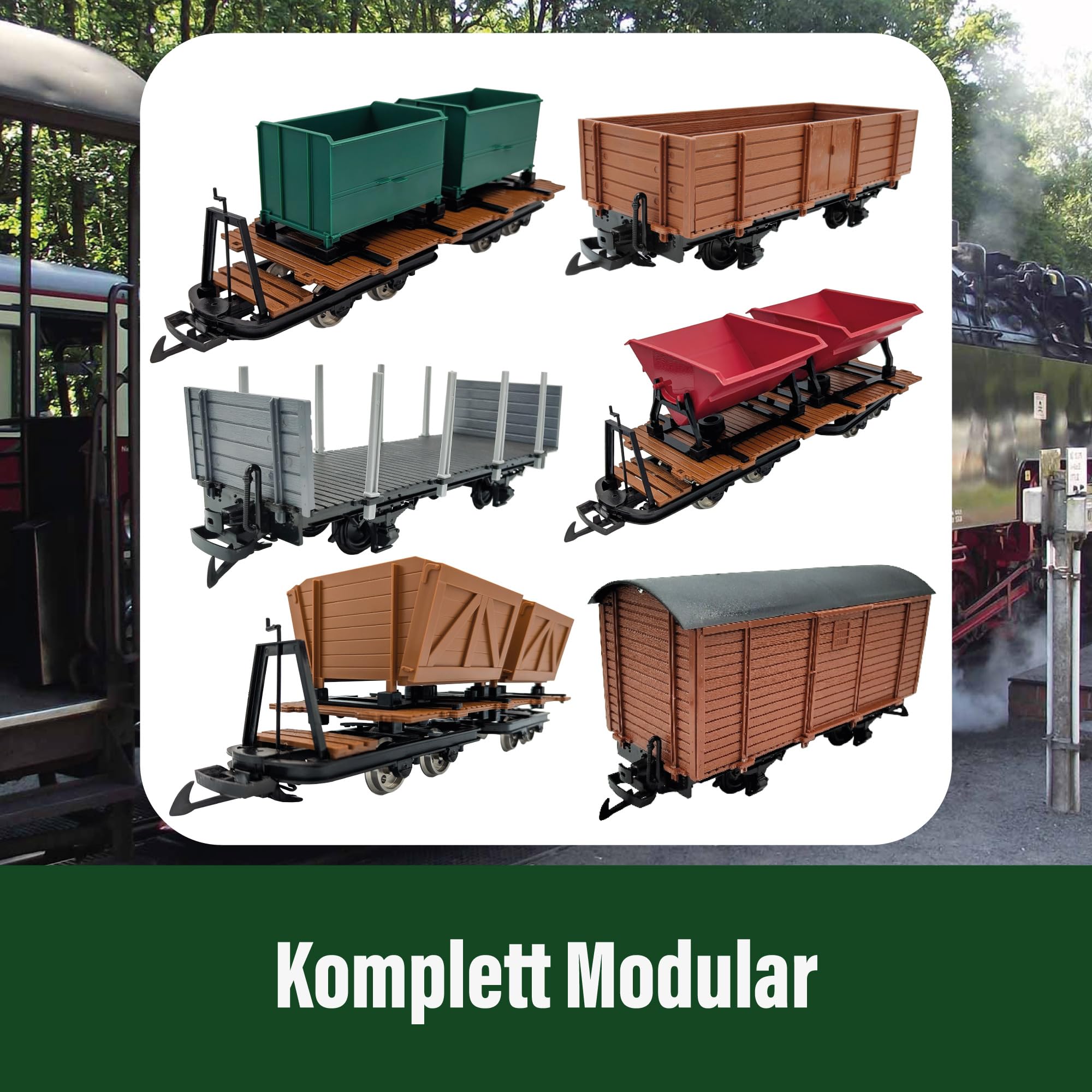 Feldbahn-Niederbordwagen braun - Selbstbauwagen/Bausatzwagen - Gartenbahn Spur G