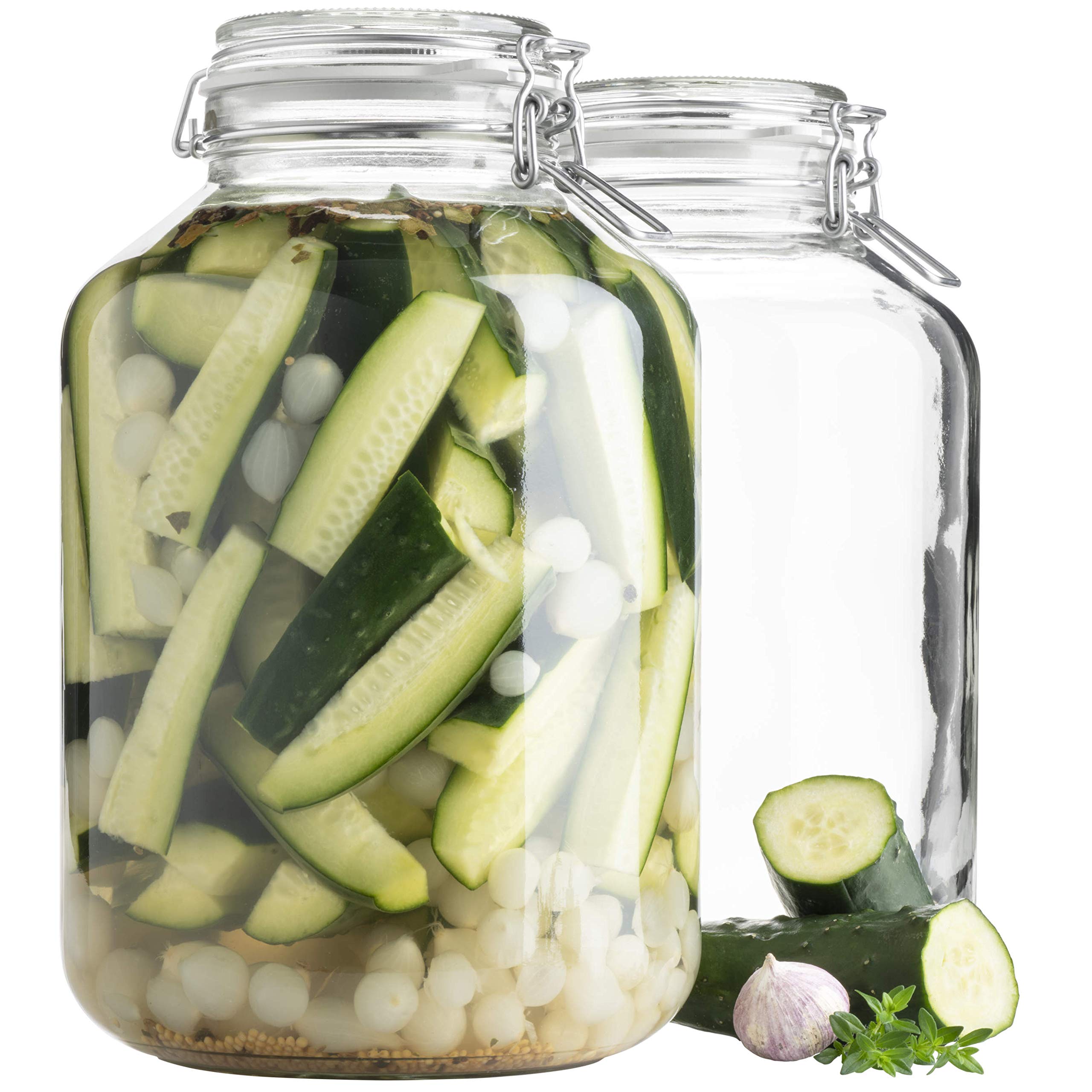 Domestic Mäser bocaux à Confiture Série Gothika, avec Fermeture à étrier, fabriqué en Allemagne, de Nombreuses Tailles différentes, Verre, Transparent., 4.8 L 2-ER Set