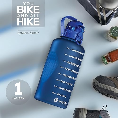 Miniatura 5 de Botella de agua motivacional con popote y asa, botella de agua de un galón de 128 oz3.8 L, jarra de agua reutilizable, logra una hidratación durante