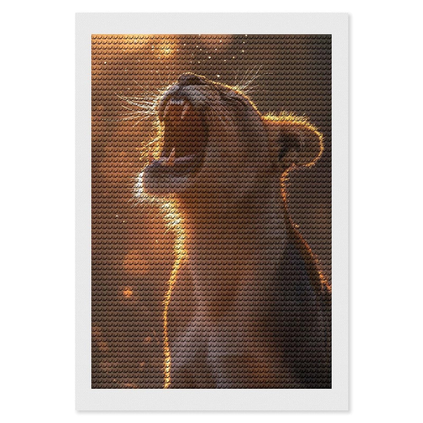 Junmoney Roaring Lioness in Golden Light Diamond Painting Canvas Kit 8"x12", Relaxing DIY, Modern Decor, Aesthetic Room Decor, Home Wall Art, Wall Art Gift