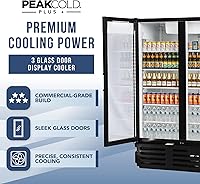 Vista 11 de PEAKCOLD+ 2-Door Upright Display Refrigerator - 25.7 Cubic Ft Energy Efficient Black Merchandiser Refrigerator With Glass Doors, White Interior &