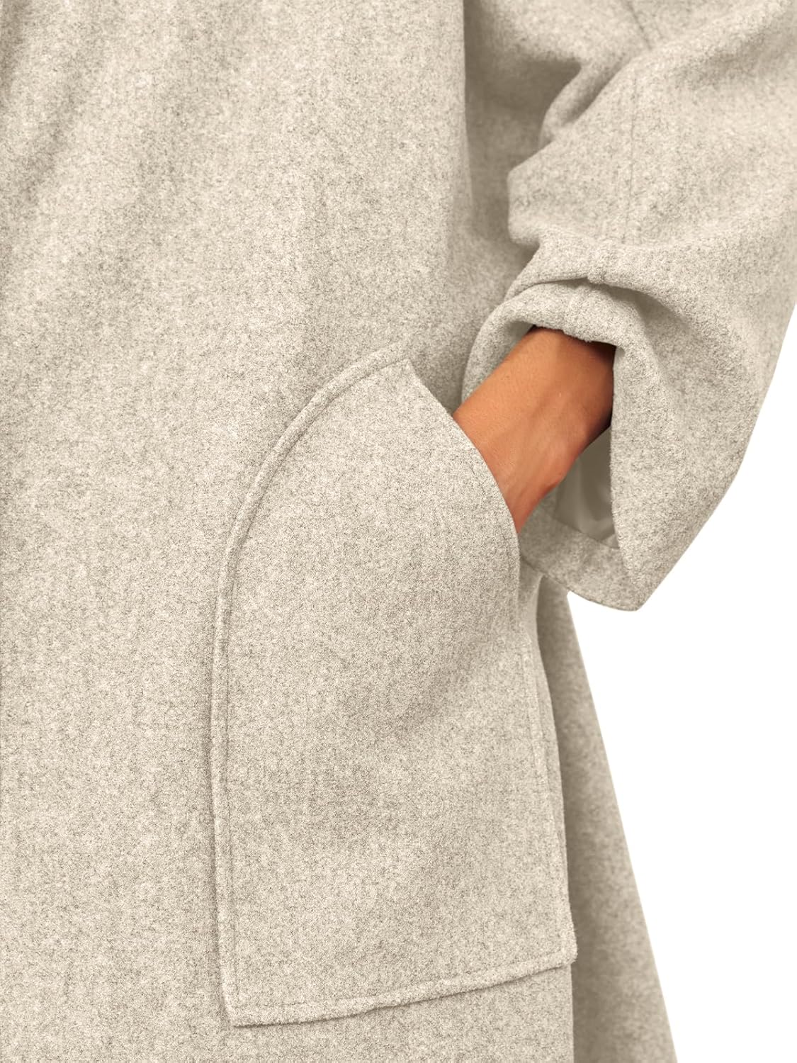 Cicy Bell Womens Long Pea Coats Oversized Wrap Wool Blend Trench Coats Winter Open Front Cardigan Overcoats - Image 3