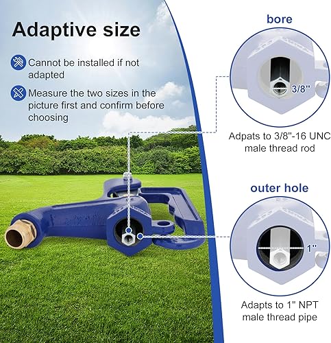 Miniatura 3 de Cabezal de hidrante de incendios para patio, se adapta a varilla de rosca macho de 38 "-16UNC, tubo de rosca macho NPT de 1 pulgada, para patio,
