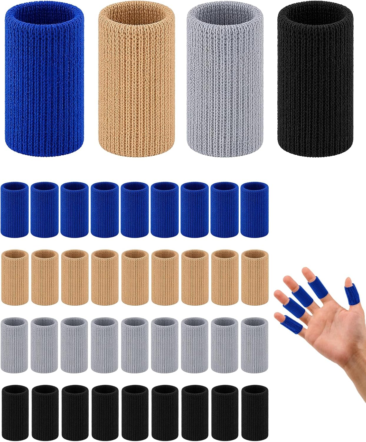 40pcs Finger Sleeves, Basketball Finger Compression Sleeve, Elastic Golf Finger Support Sleeve Protectors