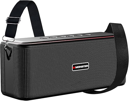 Monster Shock Pro - Altavoz Bluetooth con correa, altavoz de 100 W con graves profundos, altavoces inalámbricos portátiles con TWS, tiempo de