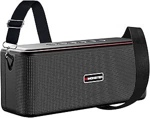 Monster Shock Pro Bluetooth Speaker with Strap, 100W Loud Speaker with Deep Bass, Portable Wireless Speakers with TWS, Long Playtime & Waterproof for Outdoors/Indoors, Supports AUX/TF Card/USB Audio asin的图片