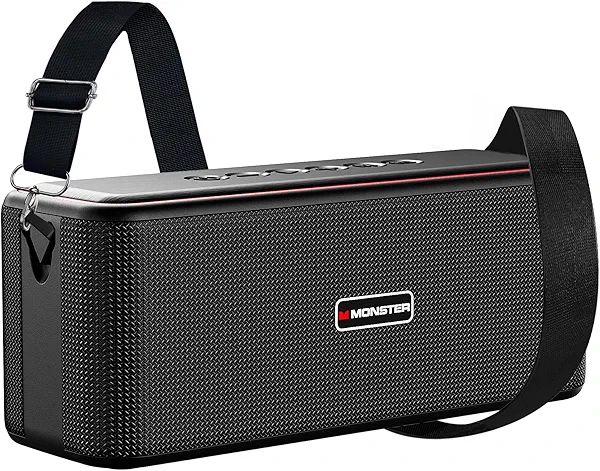 Monster Shock Pro Bluetooth Speaker with Strap, 100W Loud Speaker with Deep Bass, Portable Wireless Speakers with TWS, Long Playtime & Waterproof for Outdoors/Indoors, Supports AUX/TF Card/USB Audio