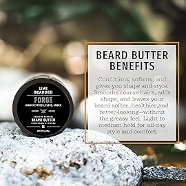 Live Bearded Beard Butter, 3 fl oz - Made in the USA - All-Natural Leave-in Conditioner and Softener with Shea | Forge Scent - Hinoki Cypress, Clove, Amber