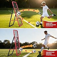 Vista 4 de Red de rebote de fútbol, ajustable de 3.7 x 3.7 pies con marco de acero, resistente a la intemperie, entrenador de rebote de fútbol para patio