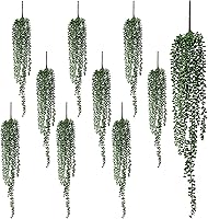 Vista 1 de 10 plantas colgantes artificiales para suculentas, cadena de perlas falsas, plantas verdes, 27.6 in de largo, planta colgante de plástico