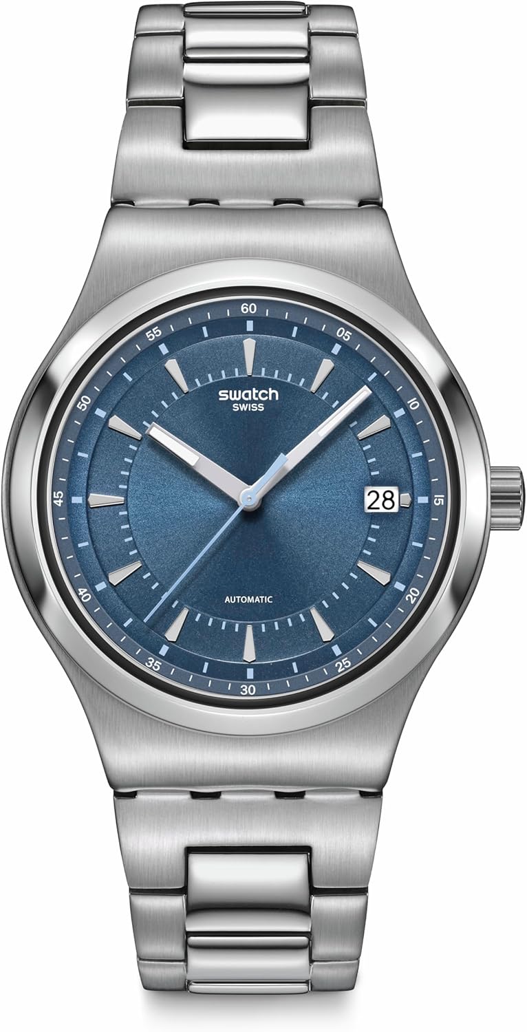 Swatch Irony Sistem51 Unisex Watch Casual Polymer Blue Automatic Waterproof Shimmer At Dusk