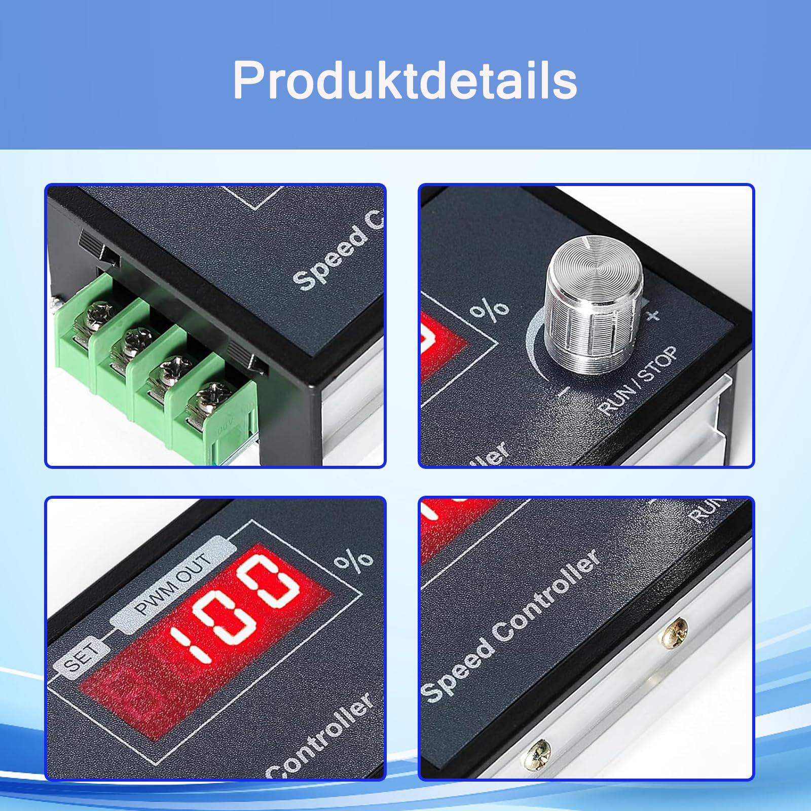 PWM Motordrehzahlregler, 6-60V 30A DC Motor Drehzahlregler, Motordrehzahlregler mit LED Numerische, Geschwindigkeit Einstellbarer Stufenloser Regler Motor Drehknopf