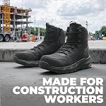 NORTIV 8 Bottes de travail d'orteil en acier léger pour les hommes chaussures de sécurité de soutien avec fermeture à glissière latérale pour la construction Metrostrike-Nano