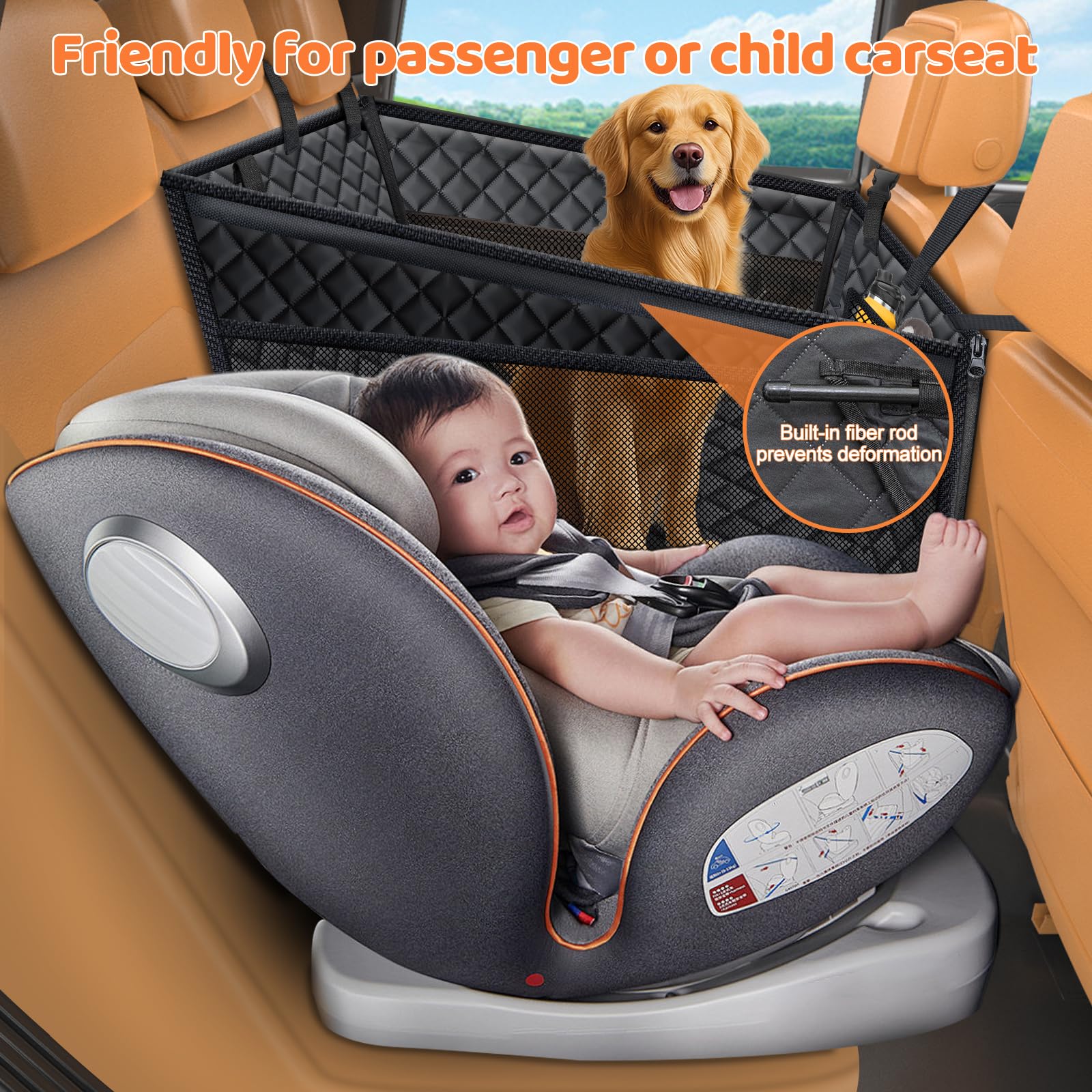 URPOWER Hard Bottom Dog Car Seat for Back Seat, Waterproof Hammock view 2