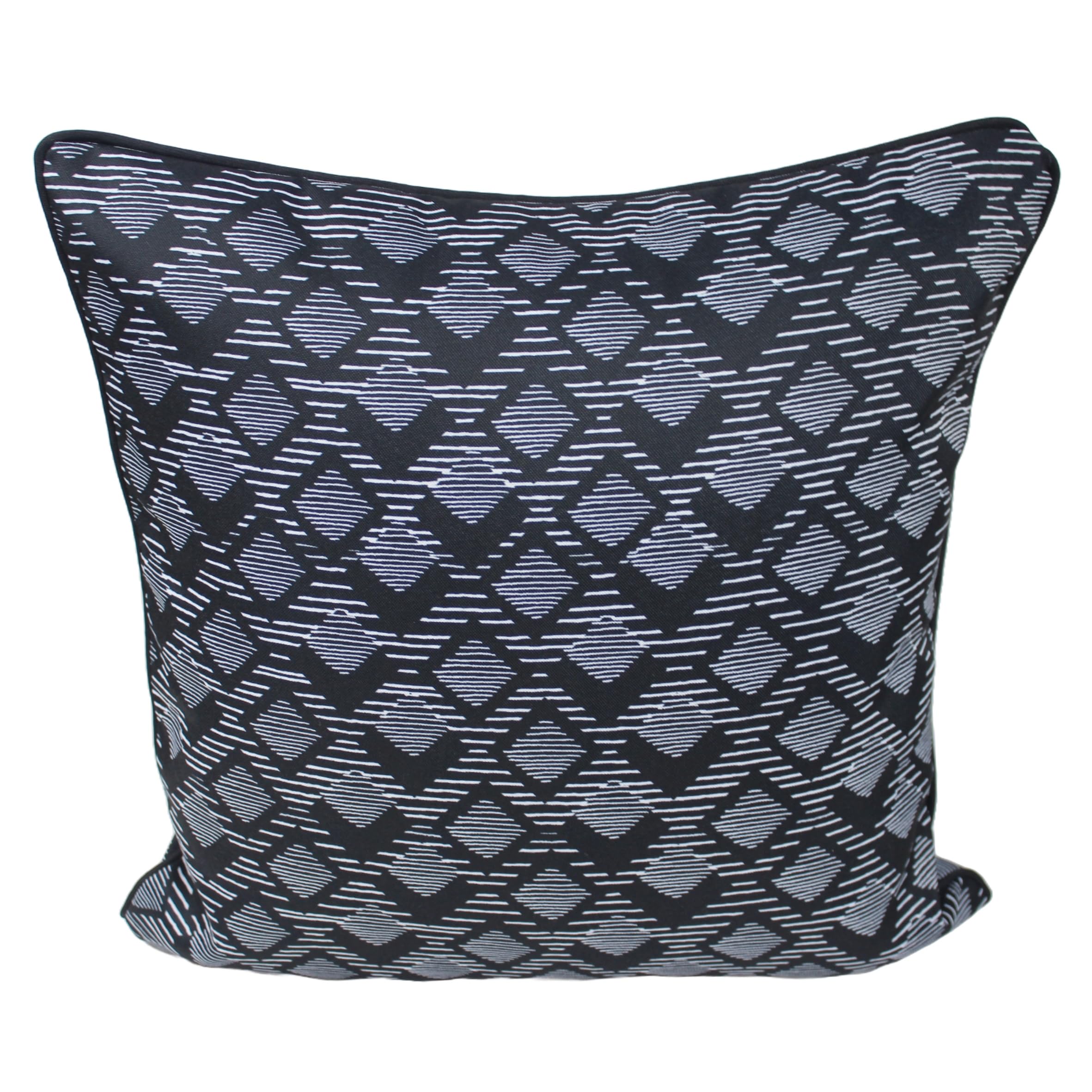 Peggy Wilkins Diamonds Black Outdoor Cushion 45 X 45 Cm Square Water-Resistant Garden & Indoor Seat Cushion Removable Zipped Cover, Piped Edge, Soft Infill For Chairs, Benches, Patio (Diamonds Black)
