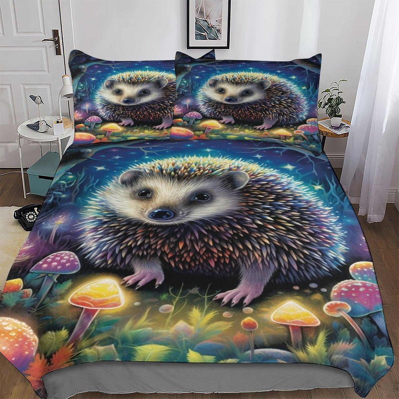Housse de couette hérisson 3D zippée en microfibre respirante et anti-pli
