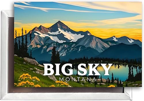 Miniatura 1 de Big Sky Montana Mountain and Lake Design - Imán para nevera (2.5 x 3.5 pulgadas, tamaño individual)