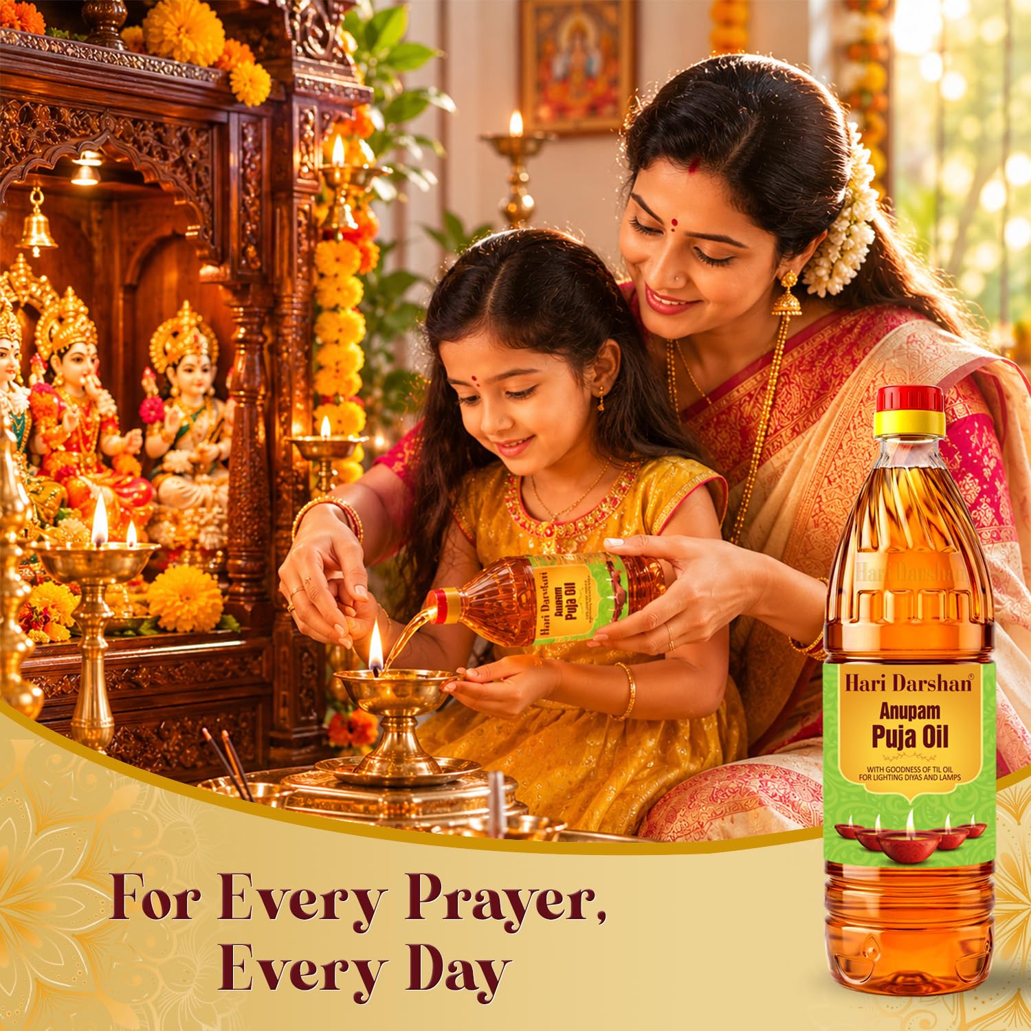 Hari Darshan Anupam Pooja Oil | Smokeless Til Oil for Puja, Havan| Deepam Oil | Diya Oil | Lamp Oil | Pure Puja Oil for Daily Use | Pack of 2 (900ml/Each) 4