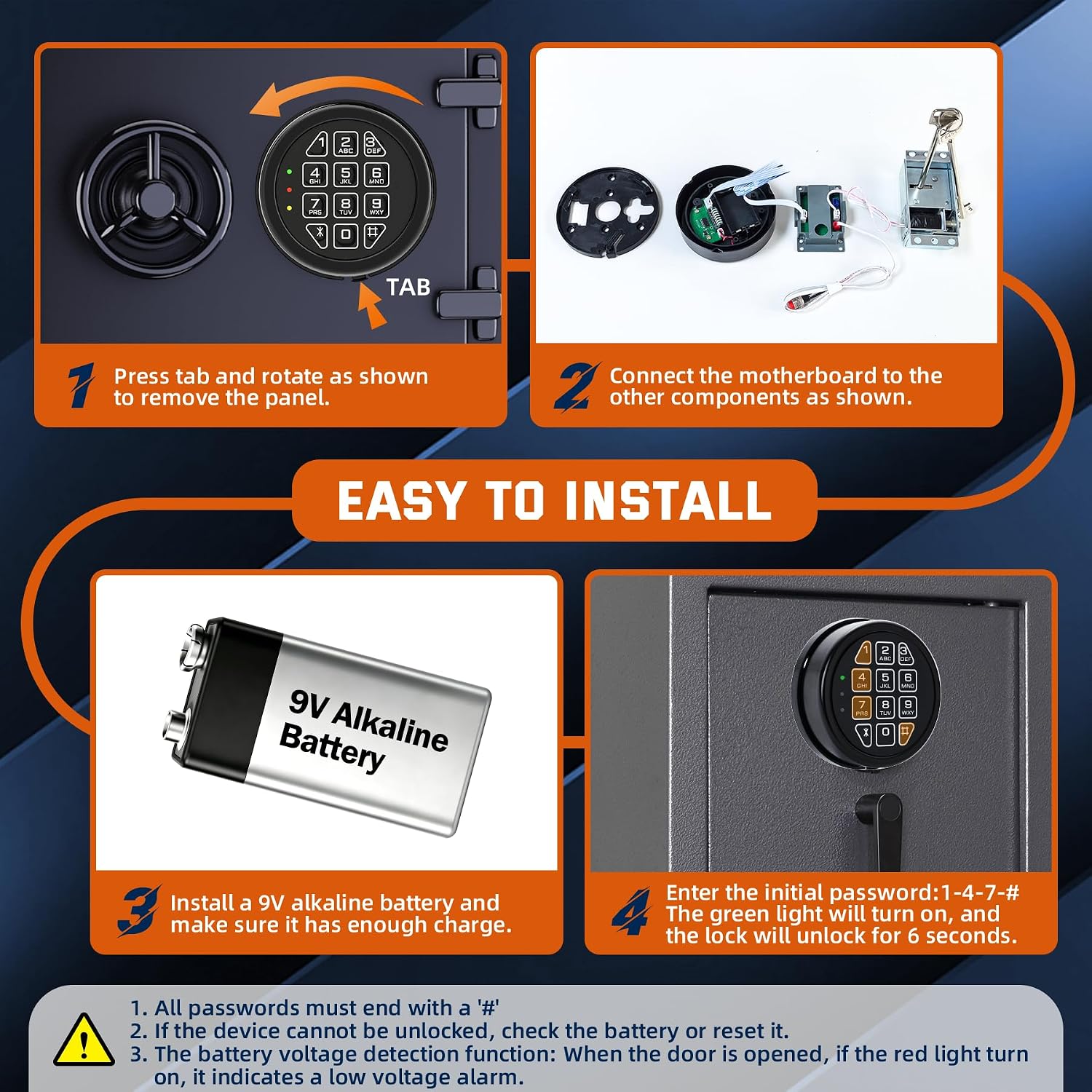 Electronic Safe Lock Replacement Keypad with Solenoid Lock & 2 Keys image 5