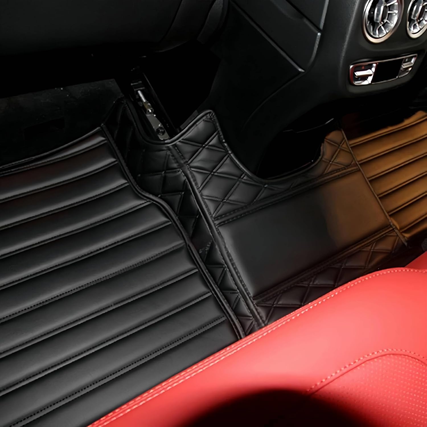 Custom Fit Car Floor Mats for Alfa Romeo Stelvio Giulia Tonale 2017-2026, Luxury Leather 3D Full Coverage Floor Liners, Waterproof All-Weather Non-Slip Protection Carpets (02-Luxury Black)